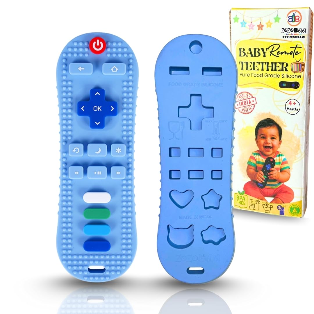 TV Remote Soft Silicone Teether for Baby Gums, Teething Toy for Babies, BPA Free, Pain-Relief, Non-Toxic, 100% Food Grade, Soothing & Smooth Edges Easy to Grasp Chewable -Blue (Pack of 1)-image-32