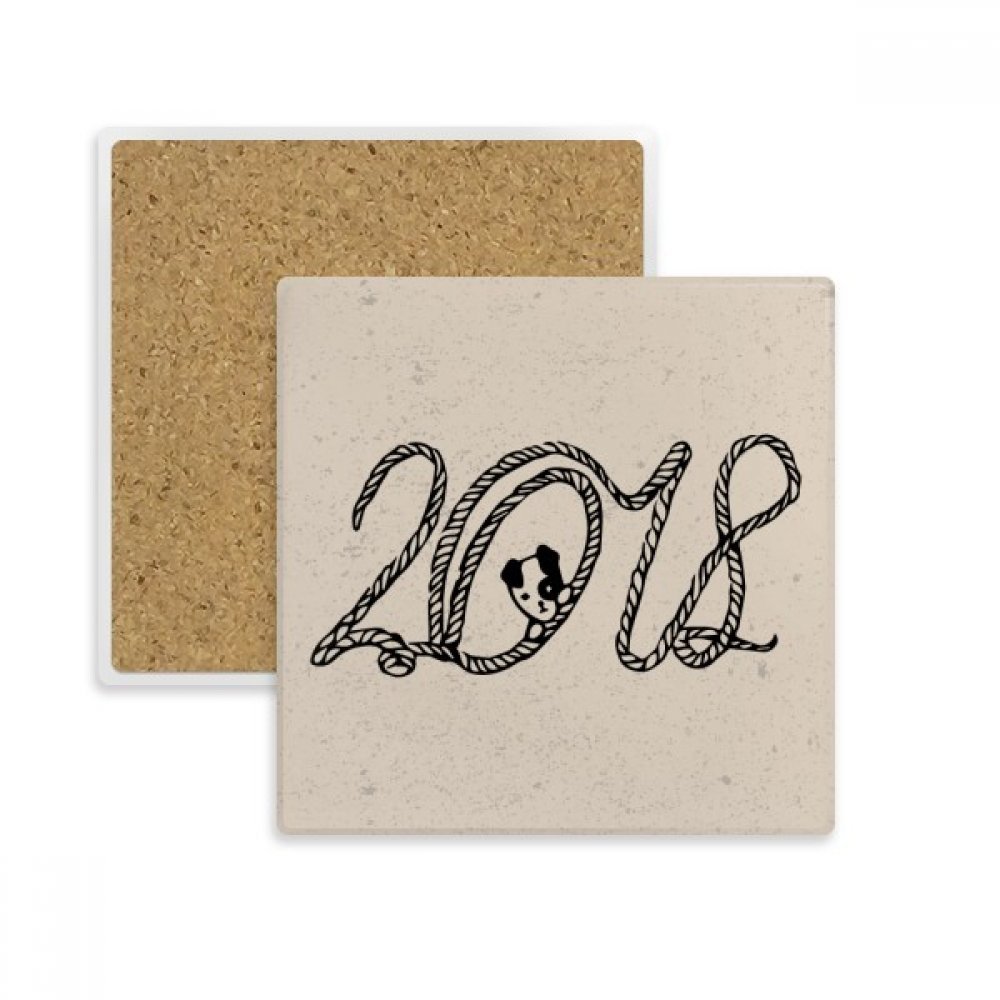 Coaster Tasse Absorbent pour Table Basse Dessous de Verre en Pierre Nouvel An