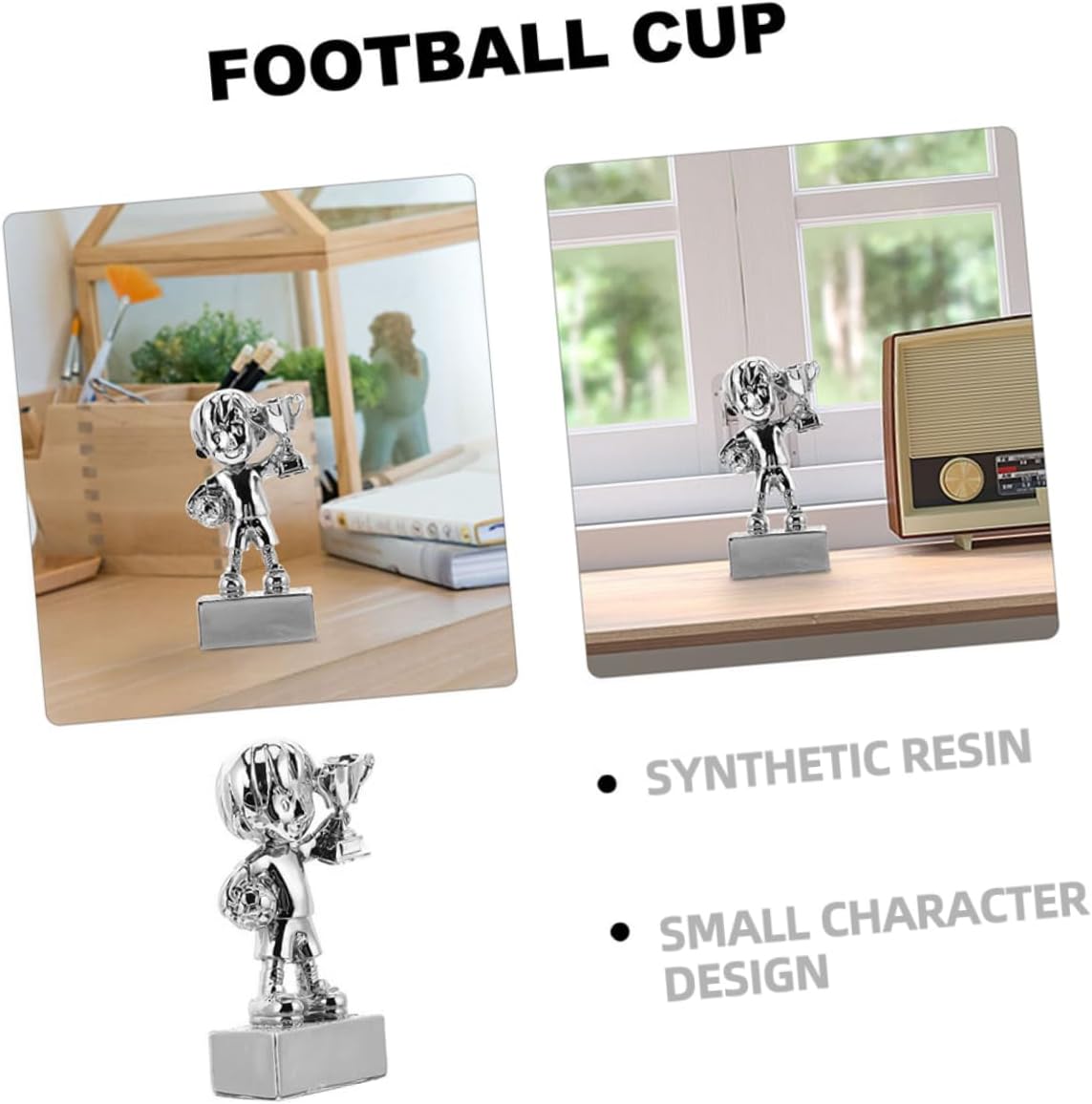 3pcs Soccer Trophy Electroplated Awards for Sports Games Boys and Girls Adults Party Favor for Football Competitions