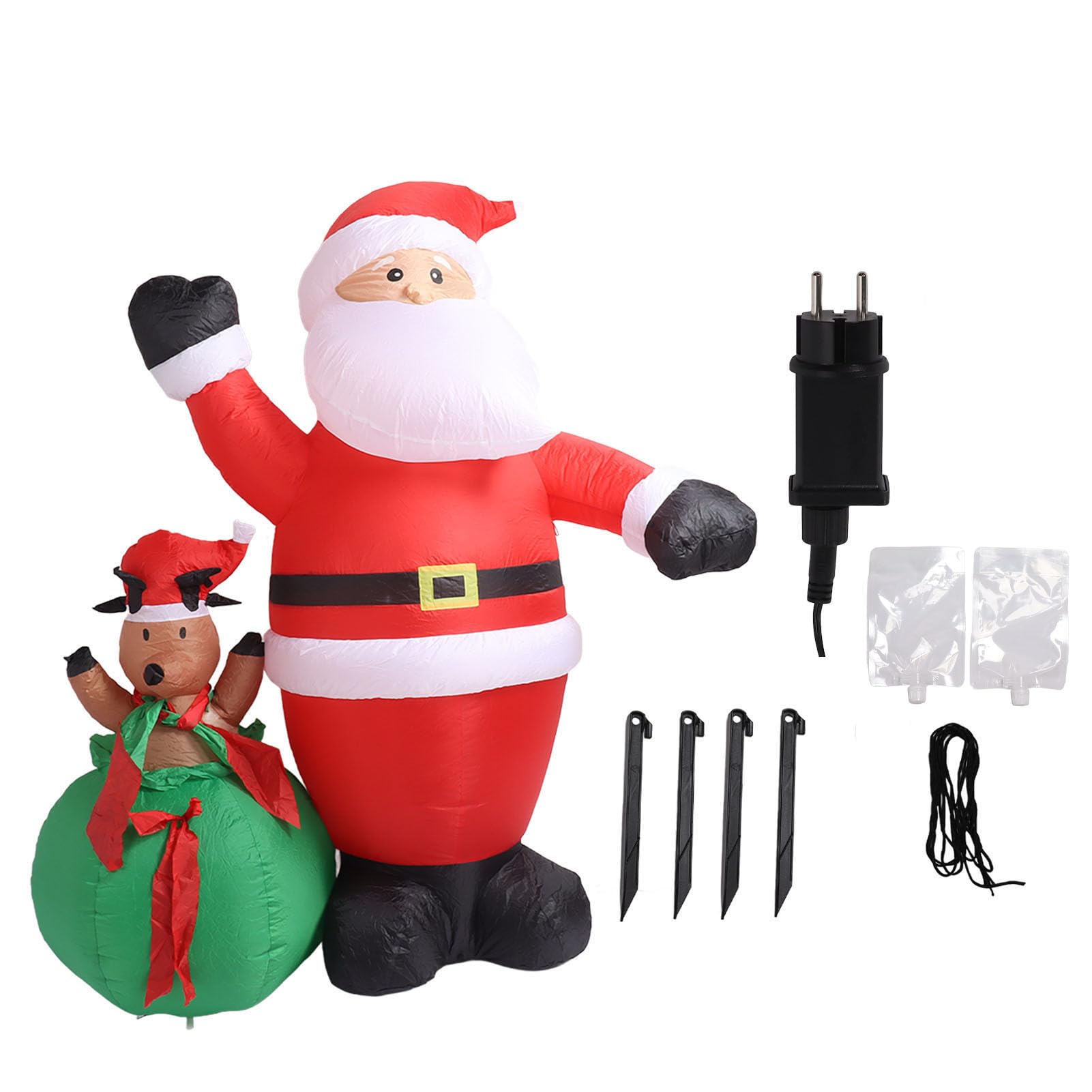 Père Noël Gonflable de Noël de 6,2 Pieds avec Lumière LED, Décorations de Cour étanches IP44 pour Festival en Plein Air (Prise UE 220-240V)