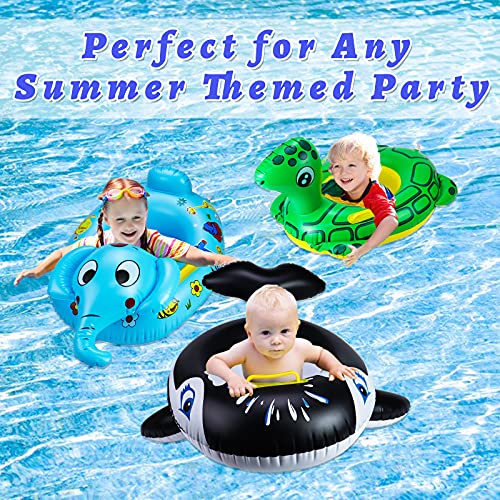 24" 3 Pack Pool Inflatable Floats For Kids, Elephant Tortoise Shark Swim Floats Tube Rings,Swimming Rings For Kids, Fun Animal Floats For Summer Beach Party #TOP6