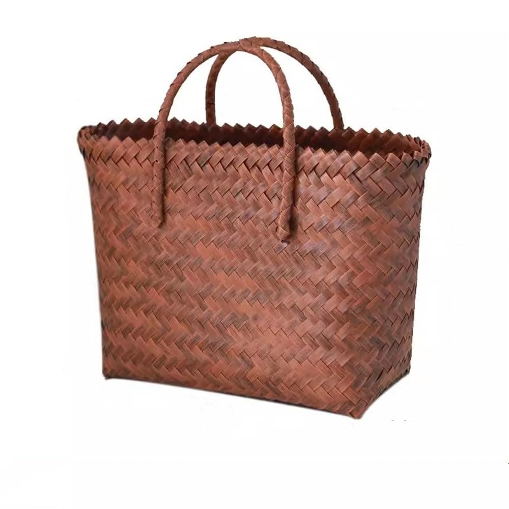 Picnic Basket Imitation Rattan Woven Carrying Outdoor Picnic Basket for Picnic Camping Outdoor(L)