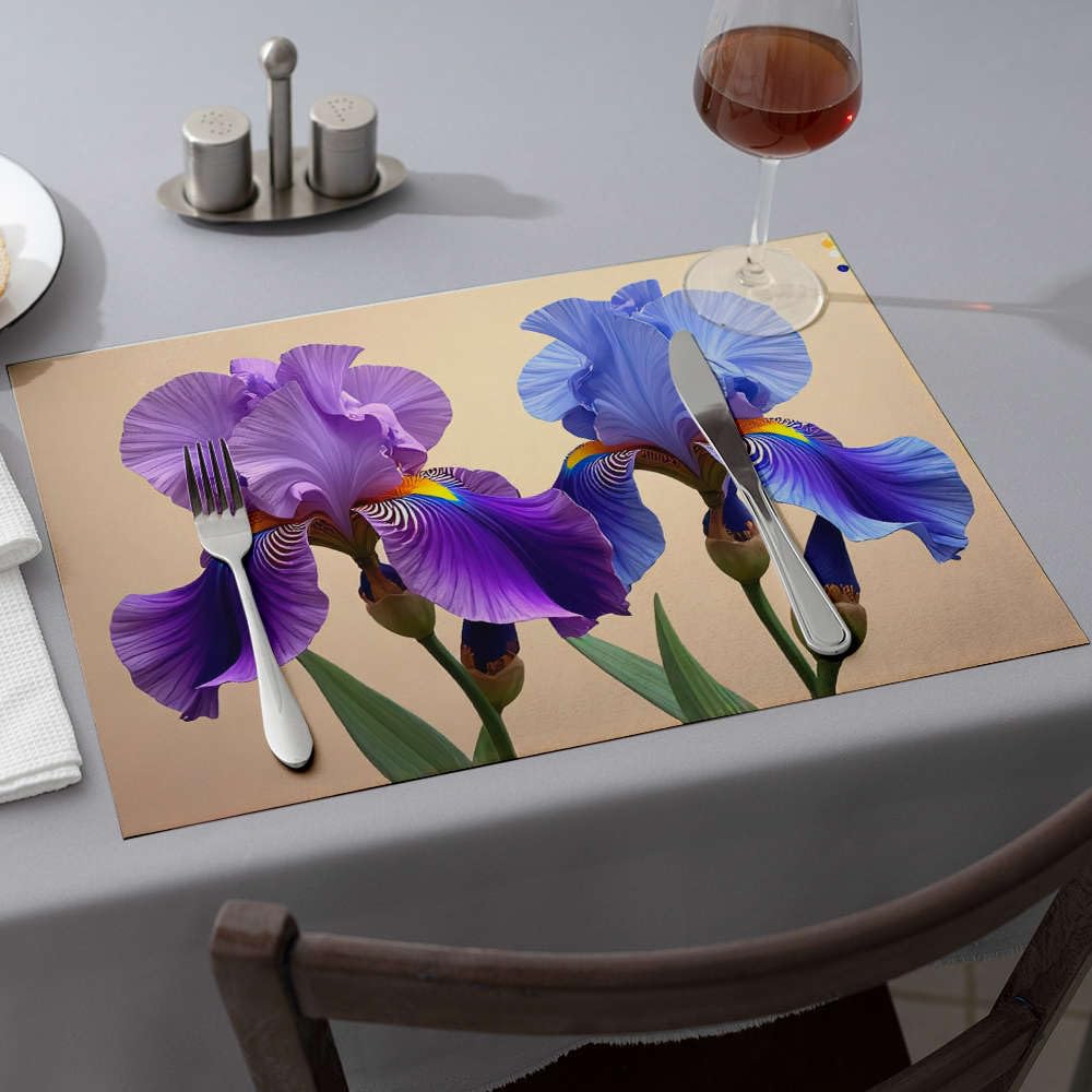 Set de table iris violets lot de 4 protège-table bleus résistants à la chaleur