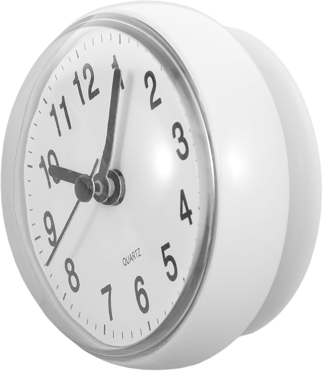 HOMSFOU Waterproof Shower Clock PVC 3.2 Inch with Suction Cup, White