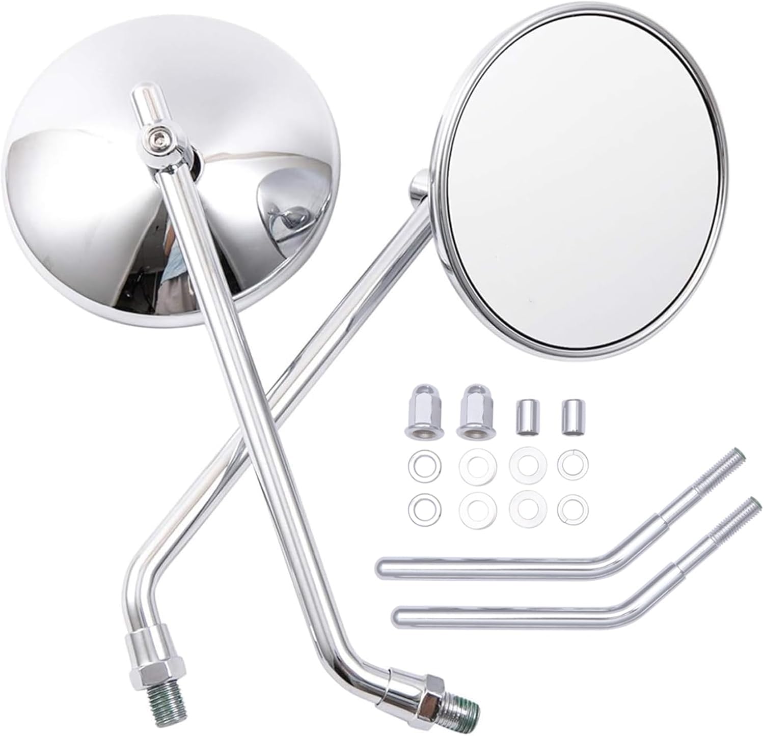 DREAMIZER 3'' Ronds Rétroviseurs Moto Chrome, CNC Universel Rétroviseur avec vis 8 mm 10 mm, Compatible avec Harley Sportster 883 1200 Softail Dyna Cafe Racer Cruiser Chopper Bobber Scooter E-Bikes