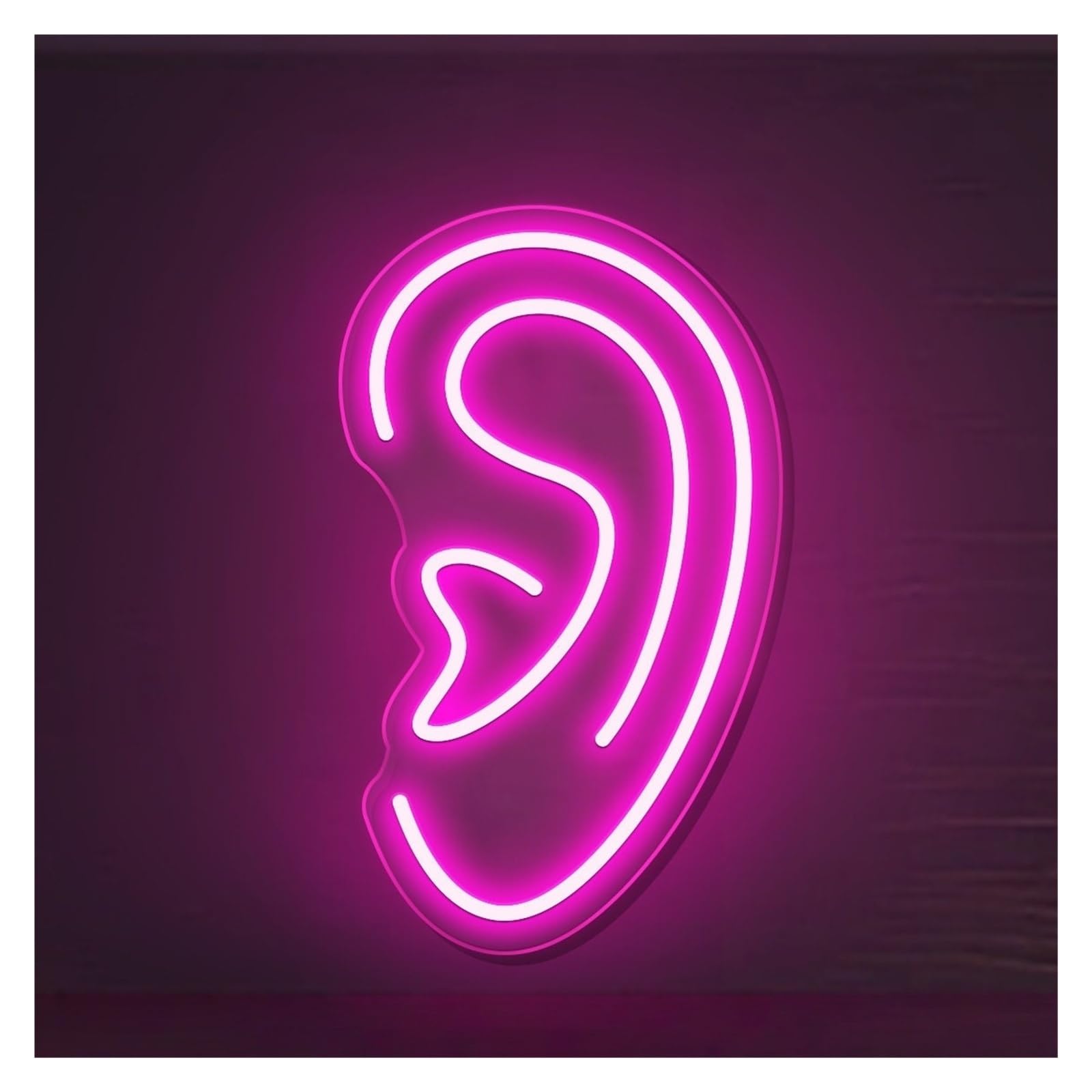 RONGCH Hanging Art Signs Ear Neon Sign Wall Room Decoration Gameroom Bedroom Bar Livingroom Birthday Party 48cm