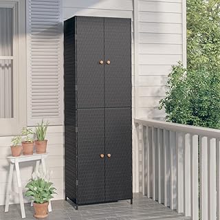 Vetnasa Garden Storage Cabinet Black 59x40x180 cm Poly Rattan-9872