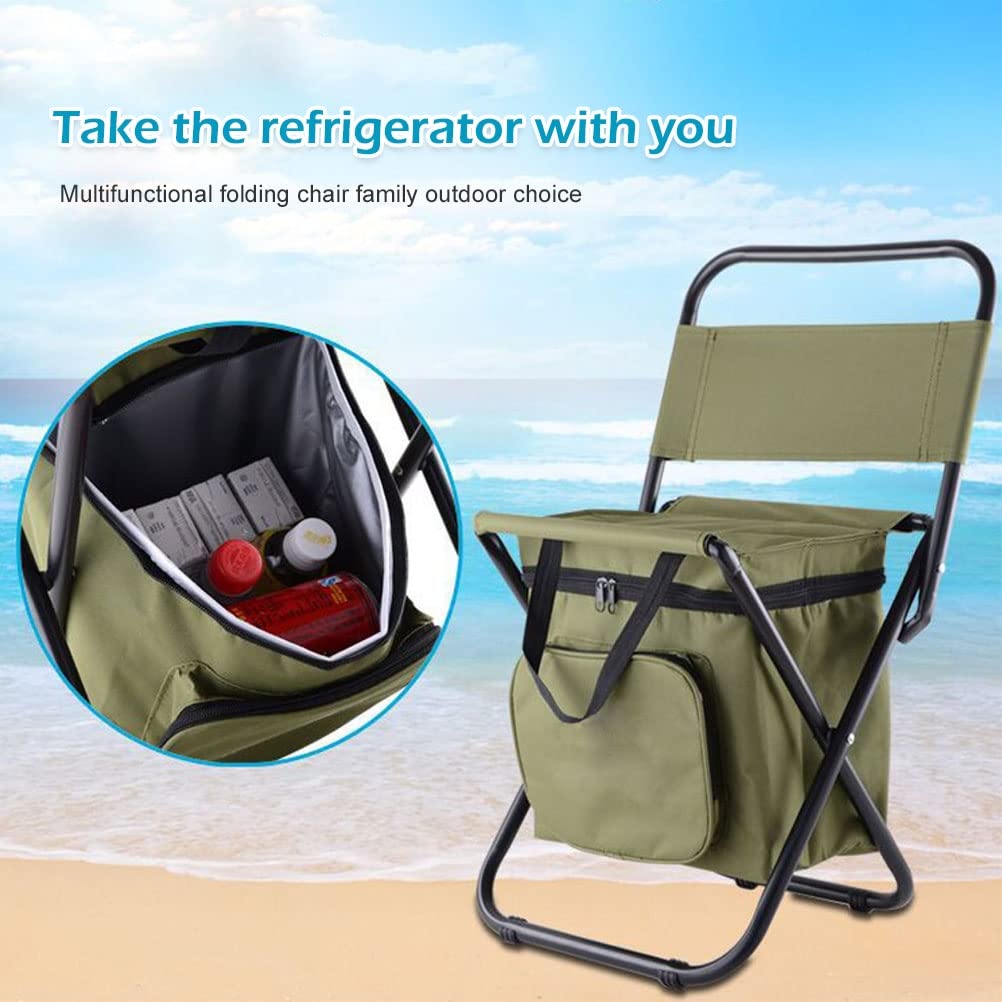 Campinghocker mit Tasche Campingstuhl Hocker Klappstühle Tragbarer Campinghocker Rucksack Sitz mit Doppelschicht Kühltasche zum Wandern, Picknicken und Angeln