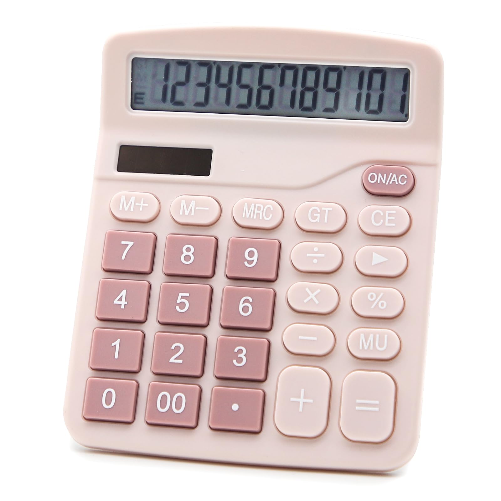 OFFIDIX Calculatrice de bureau à fonction standard double puissance calculatrice électronique 12 chiffres grand écran LCD (rose)