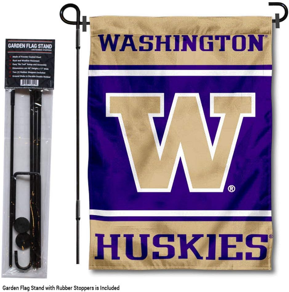 Washington UW Huskies Garden Flag with Stand Holder