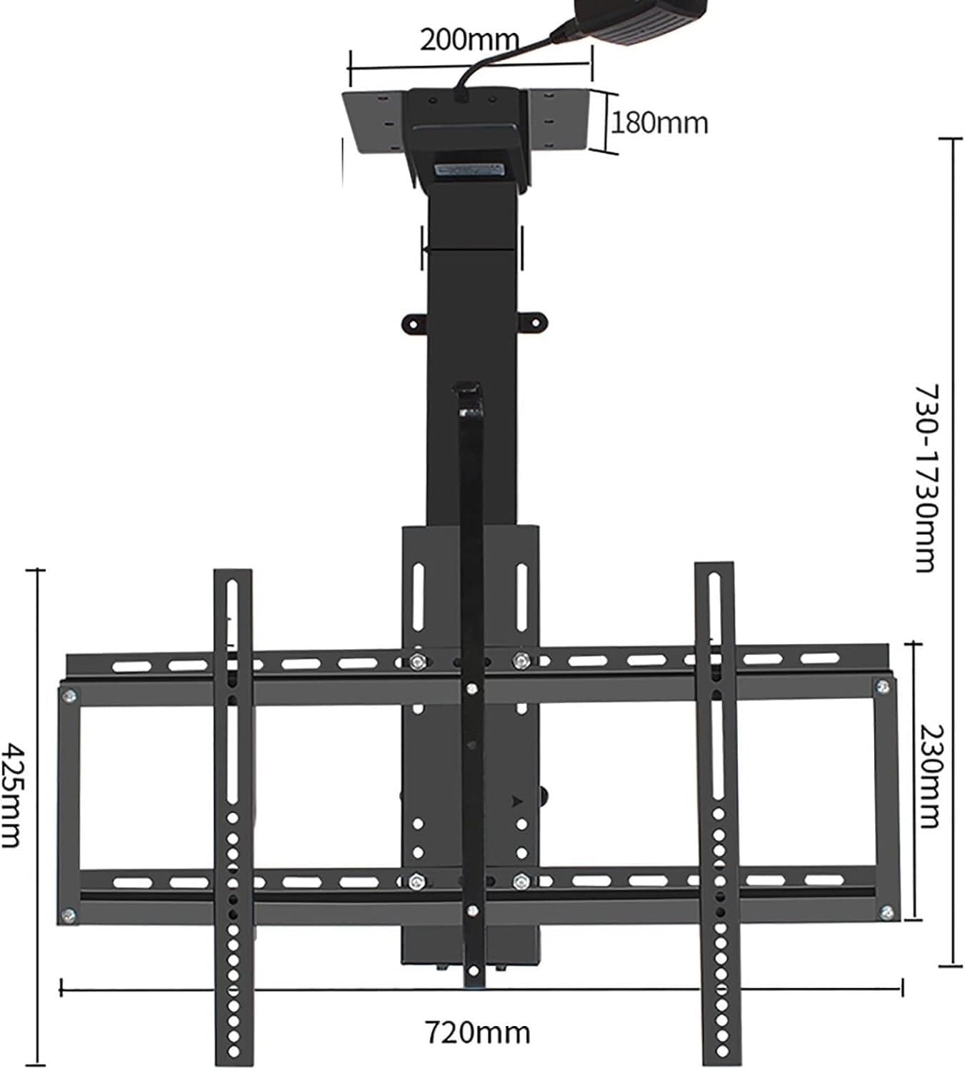 Supporto da parete motorizzato per TV con telecomando, staffa elettrica a soffitto per TV da 26-70 pollici, supporto per monitor Teles Lift con funzione di memoria per una facile regolazione