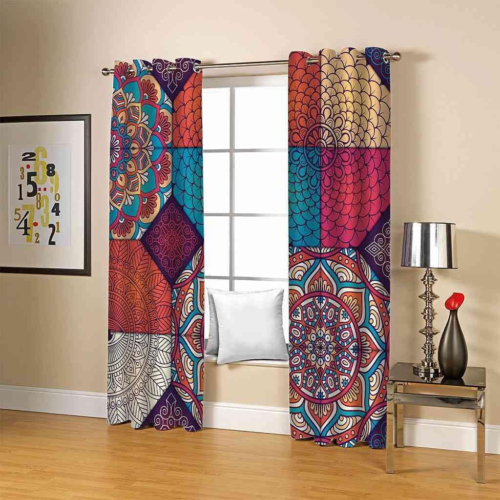 Modern Blackout Curtains with Eyelet 3D Printed Thermal Insulated Window Treatments Bohemian Pattern Living Room Bedroom Window Drapes 2 Panel Set 72" X 108" (2XW46"xL54")
