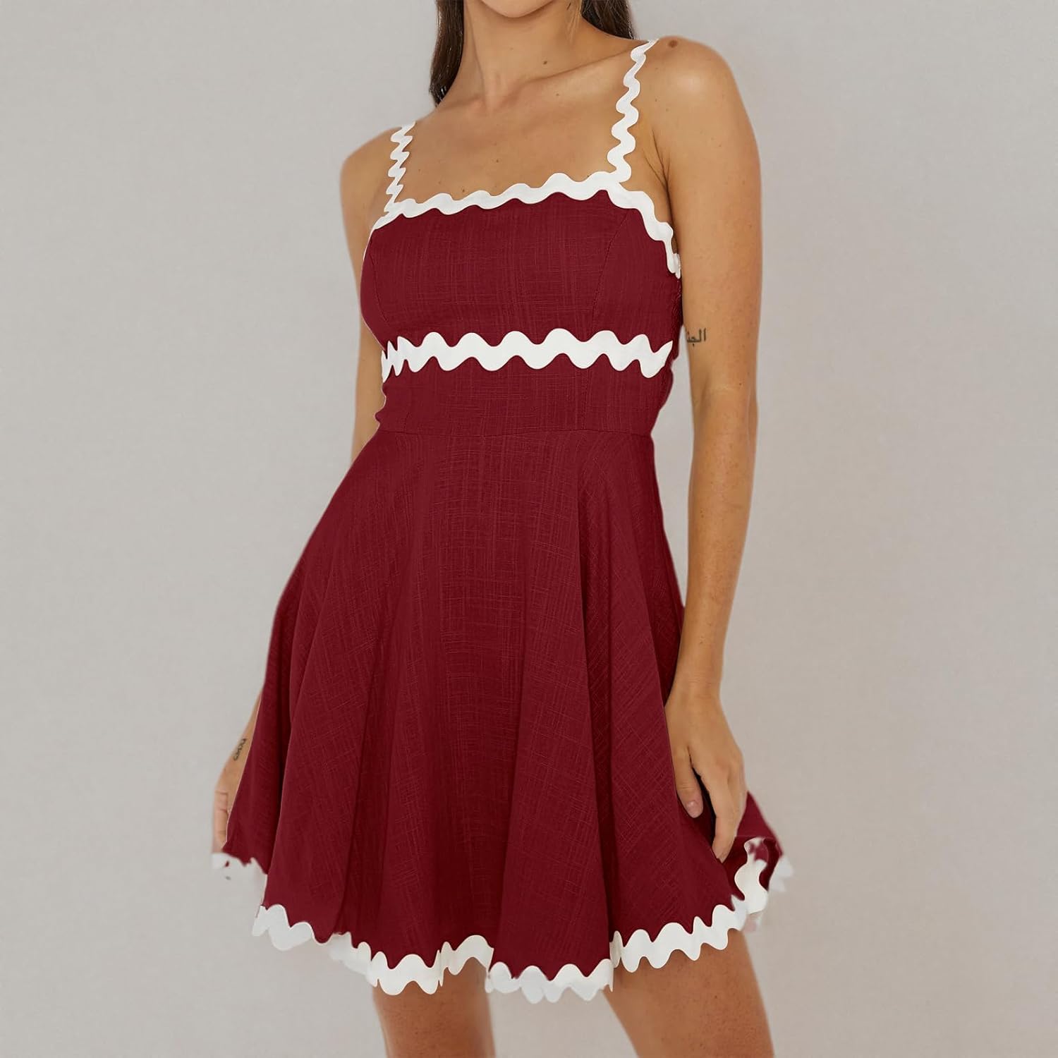 Shy Velvet 2025 Women's Summer Mini Dress Casual Linen Dress Cocktail Dresses for Women Sundresses with RIC Rac Trim - Image 6