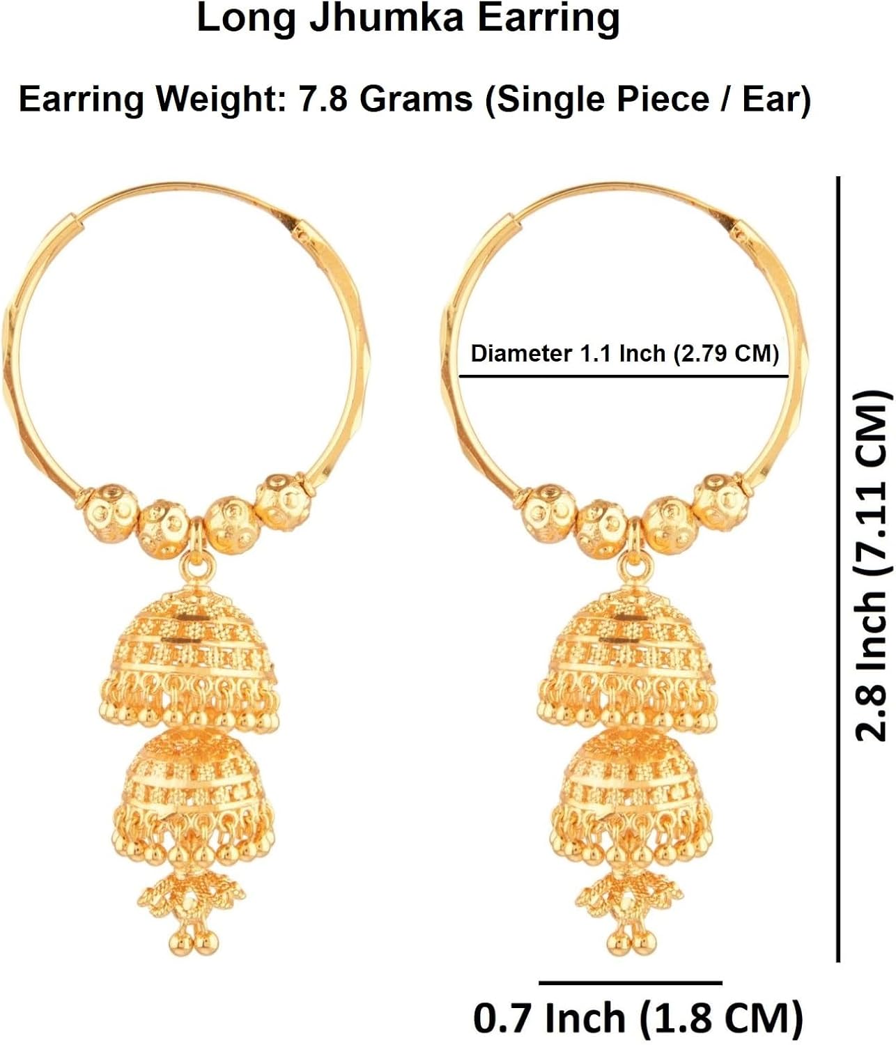 Efulgenz Indian Hoop Earrings Hoop Jhumka Earrings for Women Traditional Wedding Bridal Bollywood Jewelry Jhumka Jhumki Dangle Earrings Set Indian Jhumkas for Women