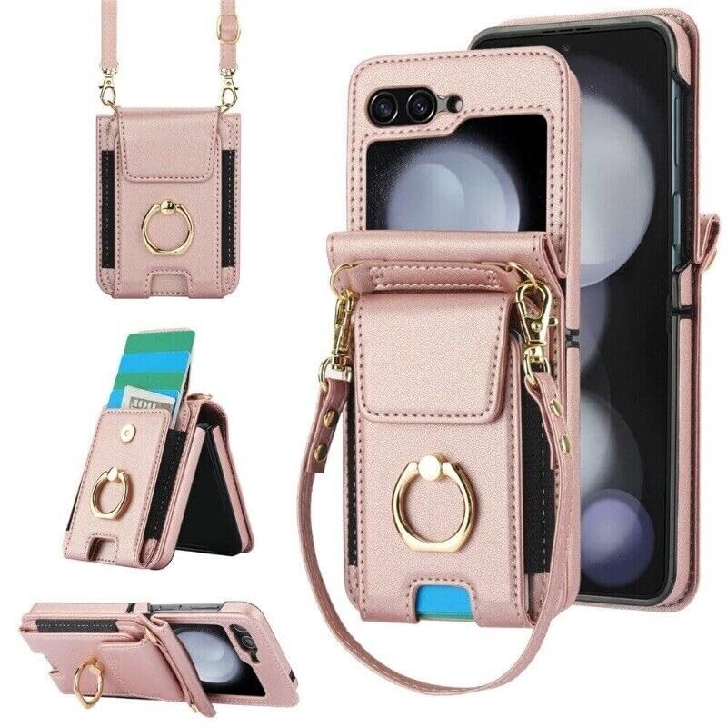 Housse Samsung Z Flip 4 or rose portefeuille pour vos sorties citadines