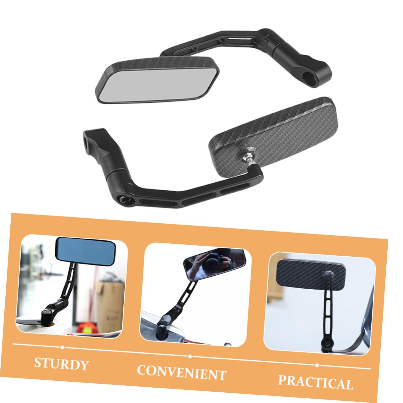 Specchietti Retrovisori Moto Lega di Alluminio Plastico | Nero, per Moto ed Elettrico, Guida in Movimento, Ampia Visuale, Design Unico