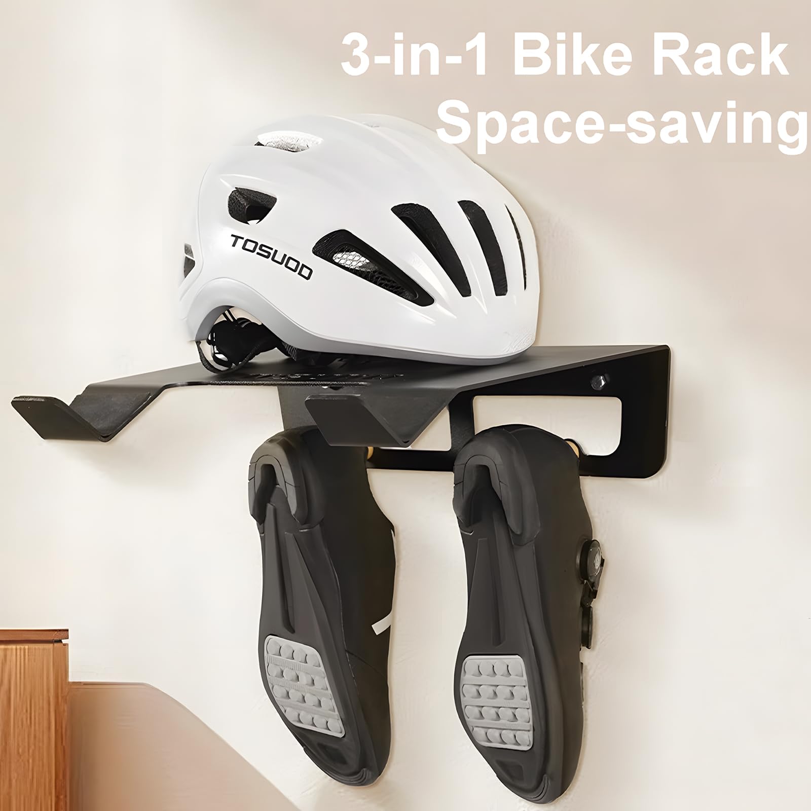 ENGWE MTB 3-in-1 Fahrrad-Wandhalterung mit Haken, platzsparender Fahrradträger für Mountain/Road/Hybrid-Fahrräder, horizontale Fahrradaufhängung für Garage oder Zuhause
