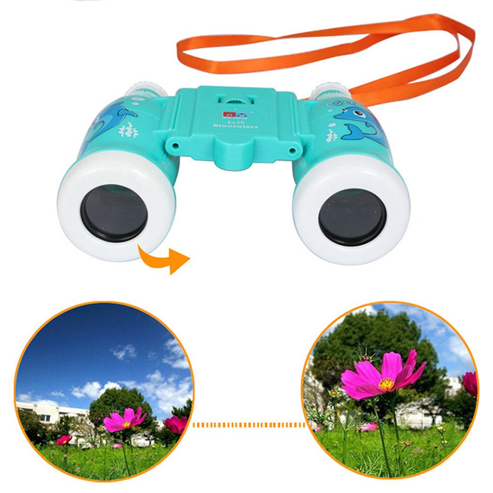 6 maliges Mini Leichtfernglas mit Riemen Kinder Pädagogischer Vorschulassistent für Vogelbeobachtung Wandern Erkunden(Hellblau)