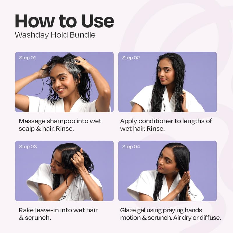 Image of MANETAIN Washday Hold Bundle Mini Size - Complete Curly Hair Care Set | Moisturizing Shampoo 100ml | Multipurpose Conditioner 100gm | Leave-In Conditioner 100 ml and Hard Hold Gel 100 ml