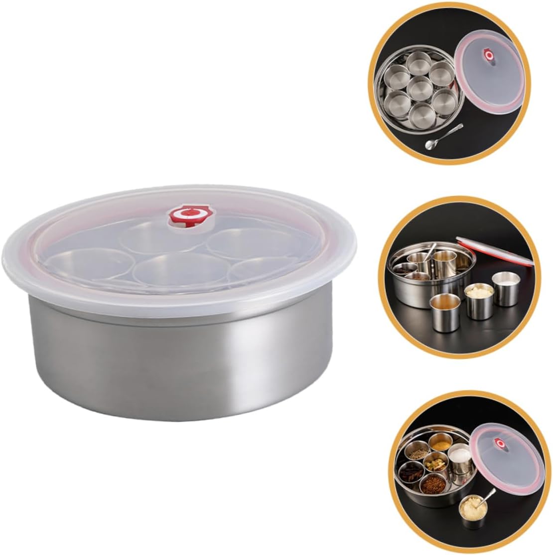 1set Stainless Steel Condiment Container for Kitchen Seasoning Canister Lid Compact Spice Box for Salt Pepper and More for Home and Restaurant Use