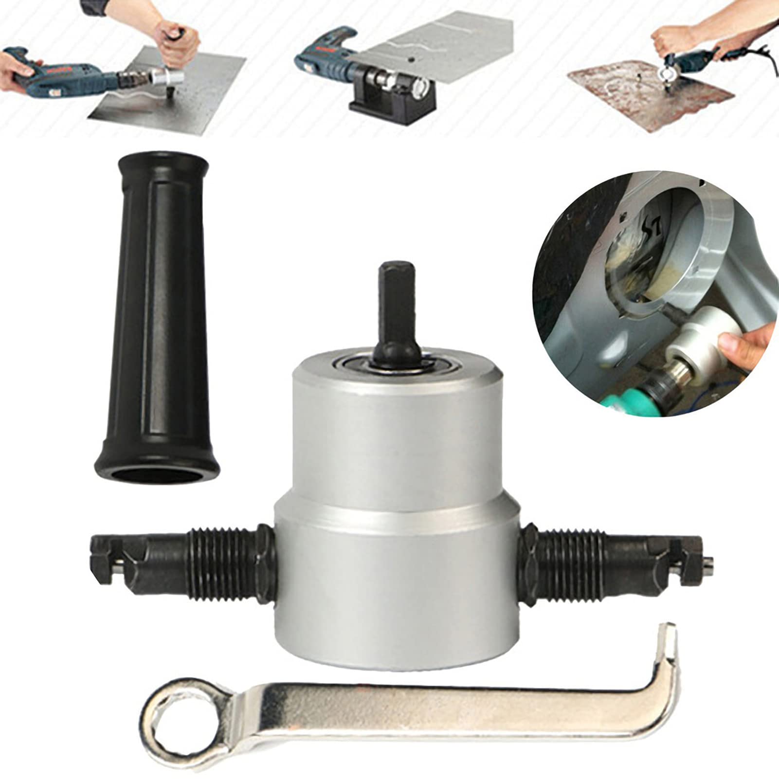 Karlak Grignoteuse pour tôle, grignoteuse à double tête, accessoire pour coupe courbe droite et cercle
