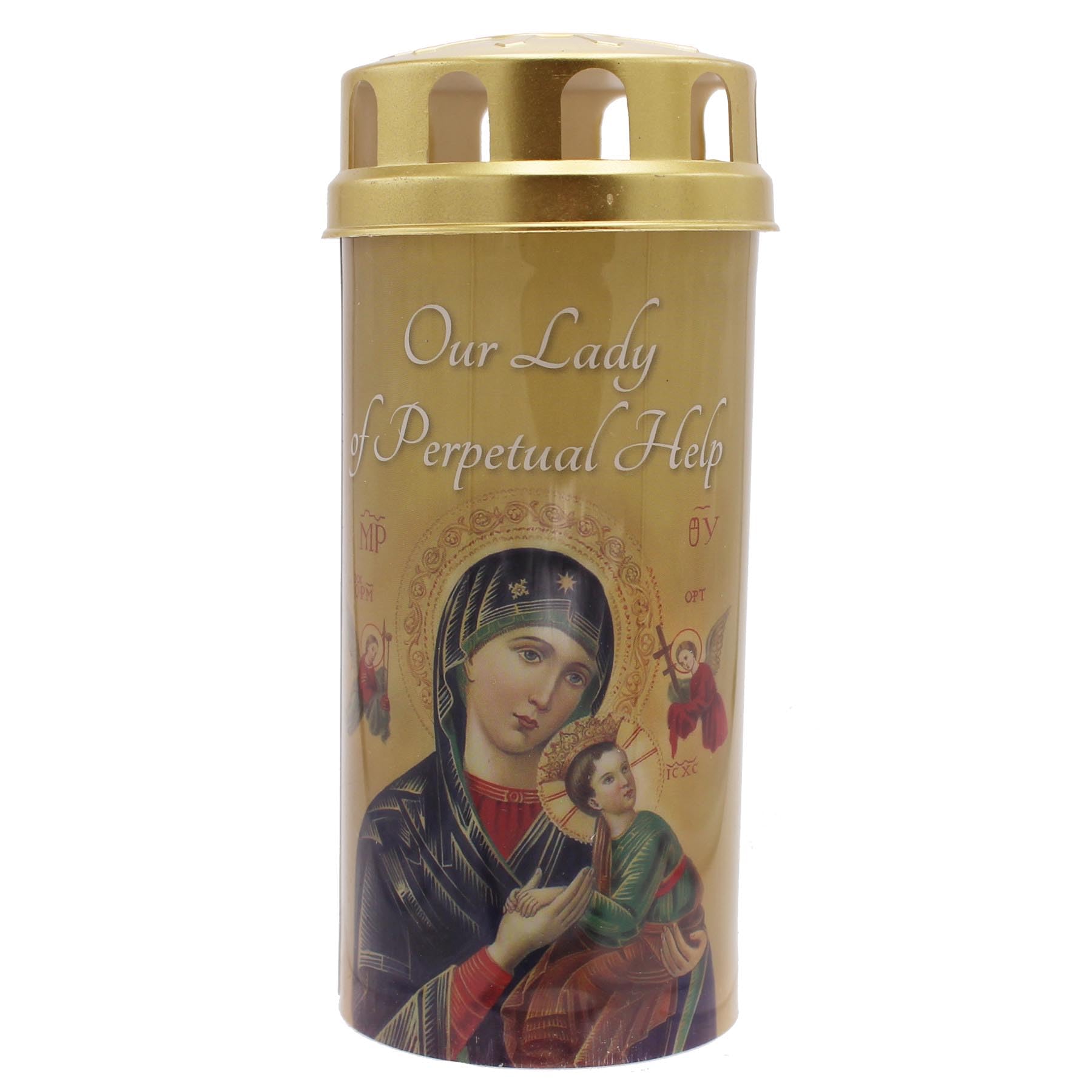 CBC Distributors Religious Devotional LED Candle with Cap and Prayer - 14cm LED with Timer Function (Our Lady of Perpetual Help)