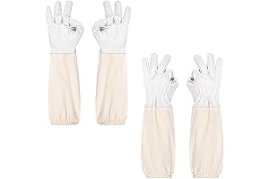 2 Pairs Beekeeper Gloves - Sturdy, Thickened Beekeeping with Long Canvas Sleeves