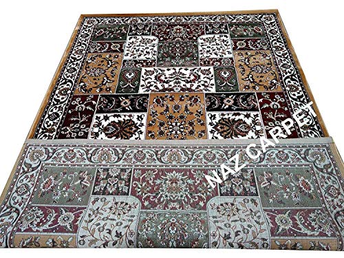 Image of Kashmiri Traditional Woollen Carpet with Advanced 1 Inch Thickness & Classical Look 90x160cm (3x5 Feet) Color Gold