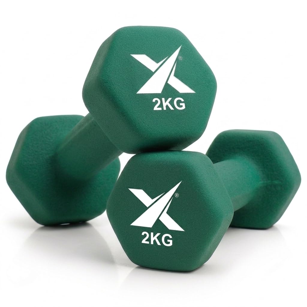 XN8 Neoprene Dumbbell Set, Non-Slip Dumbbells Pair of 0.5kg–10kg Hand Weights, Home Gym Strength Training Weights for Men & Women, Aerobics, Pilates, Body Toning, Arm, Biceps & Fitness Exercises