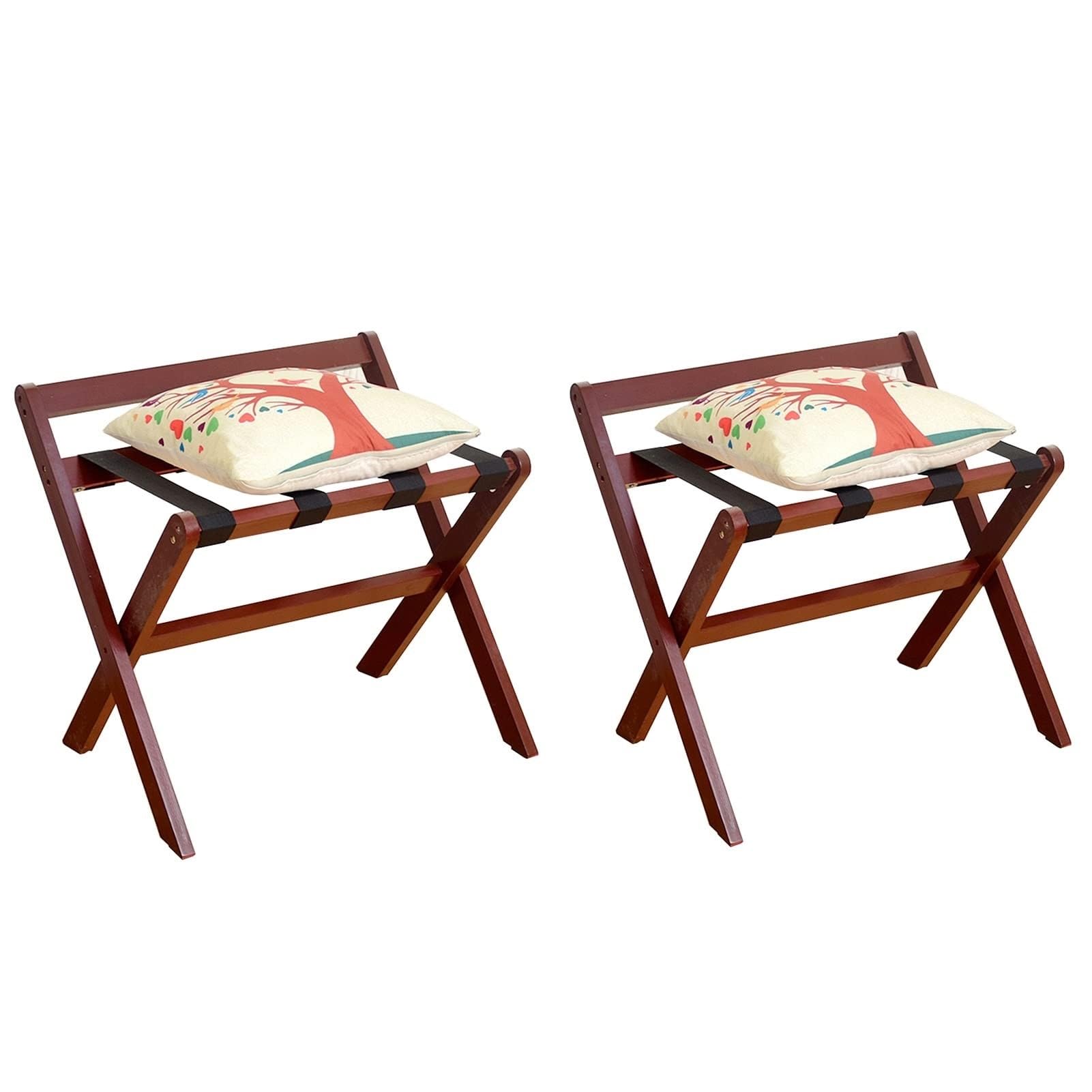Porte-bagages en bois massif rouge pour valises et chaussures en lot de 2