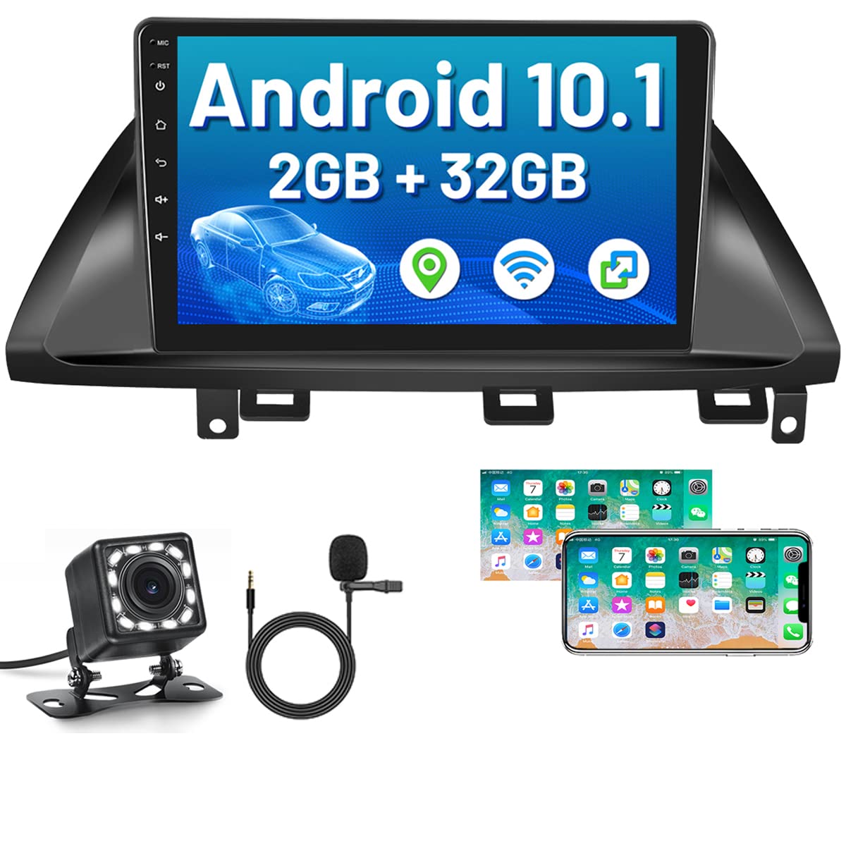 Hikity 2+64GB Android 13 Carplay Stereo for 2005-2010 Honda Odyssey, 10.1 Inch Touch Screen Car Radio Head Unit WiFi GPS Navigation SWC FM RDS EQ Mirror Link, Split Screen, Backup Camera