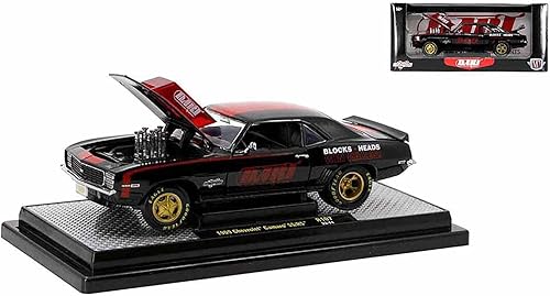 1969 Chevy Camaro SS 396 Negro con rayas rojas brillantes Dart Machinery Edición limitada a 5250 piezas en todo el mundo 1/24 Modelo de automóvil