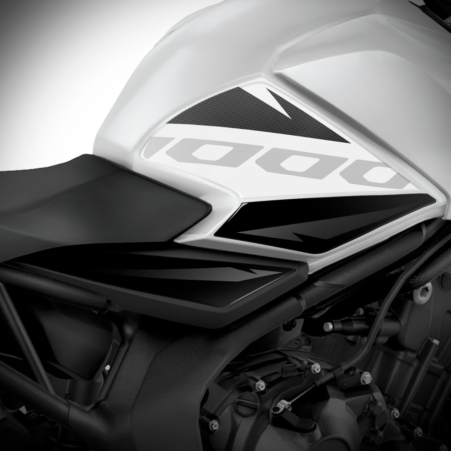 Az Graphishop Seitenaufkleber aus Harz, 3D, kompatibel mit Honda CB1000 Hornet 2025-2026, Schutz vor Stößen und Kratzern, hergestellt in Italien, L-HOR1000 (Glare White)