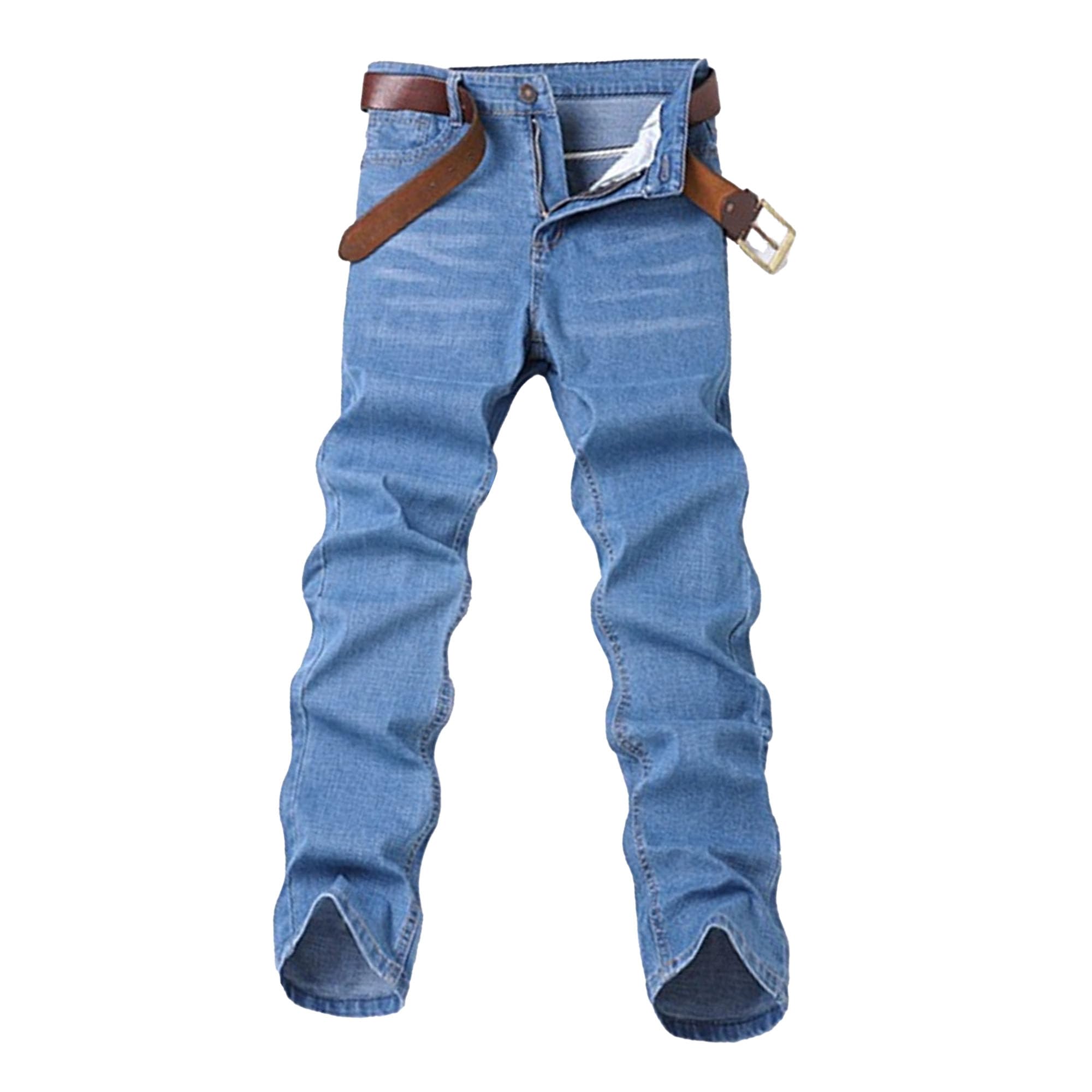 Maiyifu-GJMen's Classic Relaxed Fit Jean Lightweight Straight Leg Washed Denim Jeans Retro Distressed Loose Fit Jean Pants