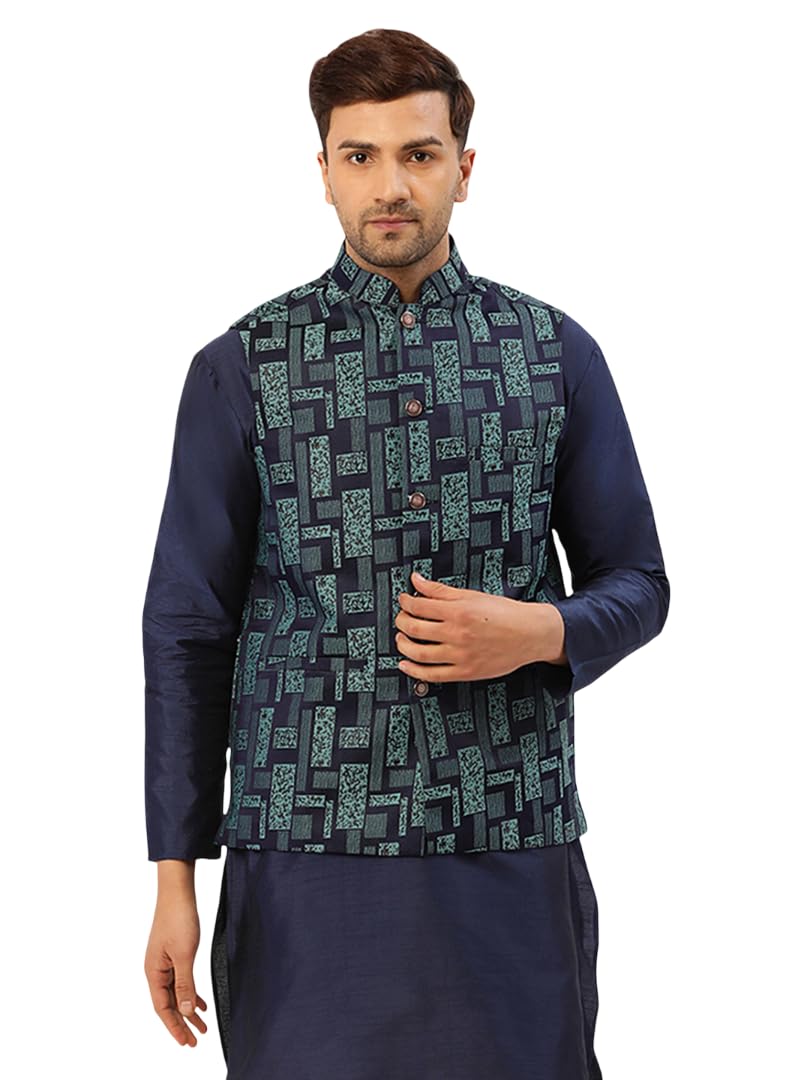 jompers Men's Woven Design Nehru Jacket-picture-18