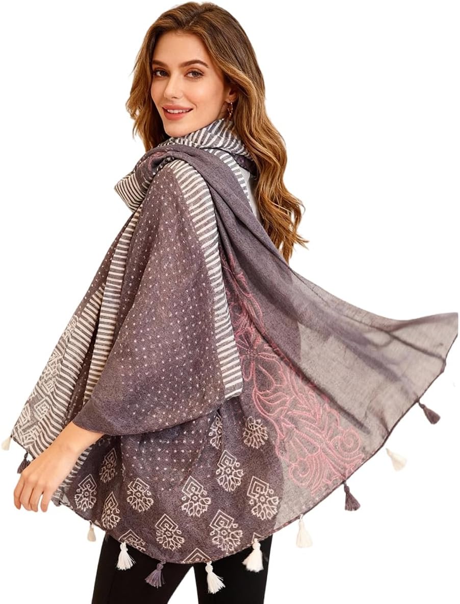 Soft Scarf for Women Girls Boho Large Lightweight Scarves Shawls Wraps for Four Seasons 70 x 35 inches - Image 2