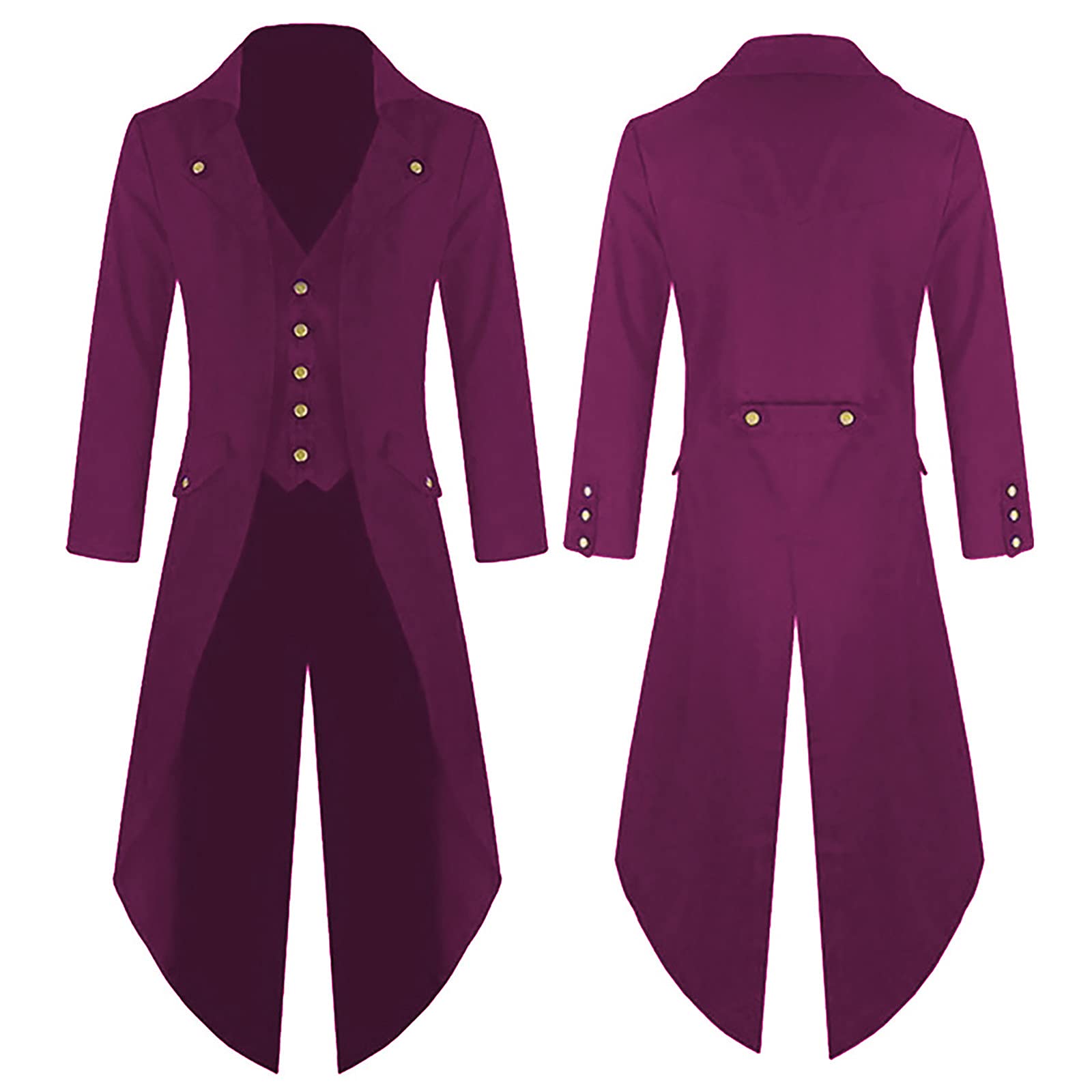 hhaappyy Mens Gothic Tailcoat Jacket Vintage Steampunk Victorian Long Coat Halloween Costumes Medieval Renaissance Coats