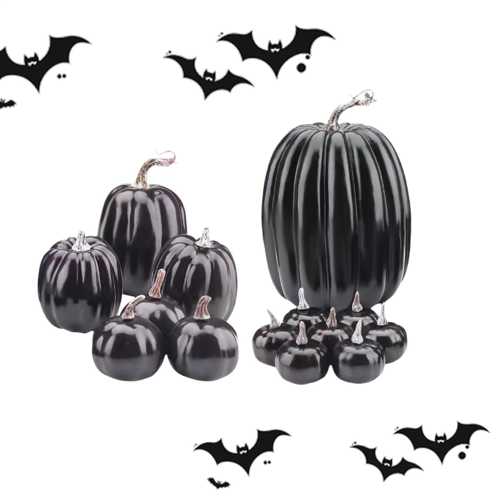 Calabazas falsas negras artificiales de espuma para sala de estar y mesa