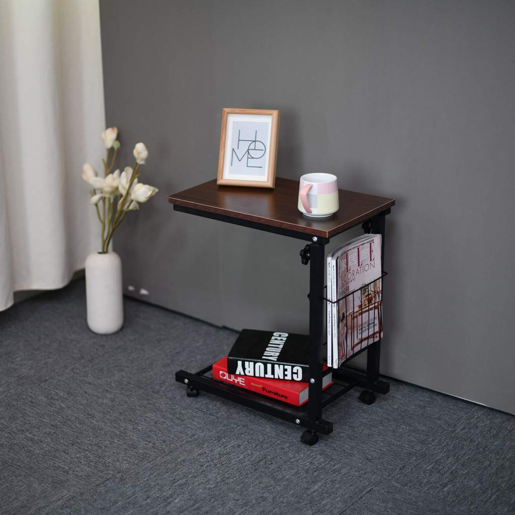Buy Side Table Height Adjustable Sofa Side Table Wheel Mobile Computer Desk with Storage Basket