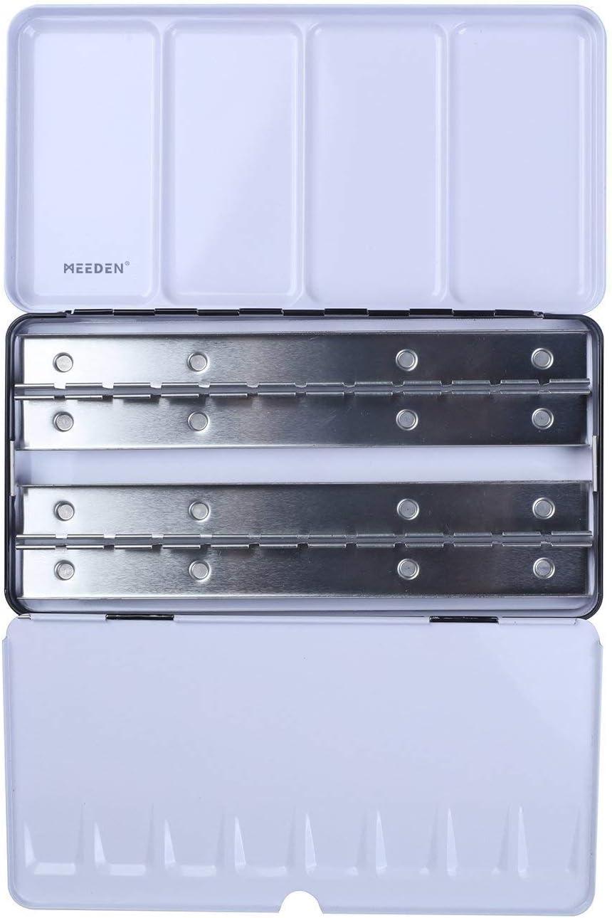 MEEDEN Empty Watercolor Tin Palette, Small Travel Metal Paint Box with 12 Pcs Half Pans