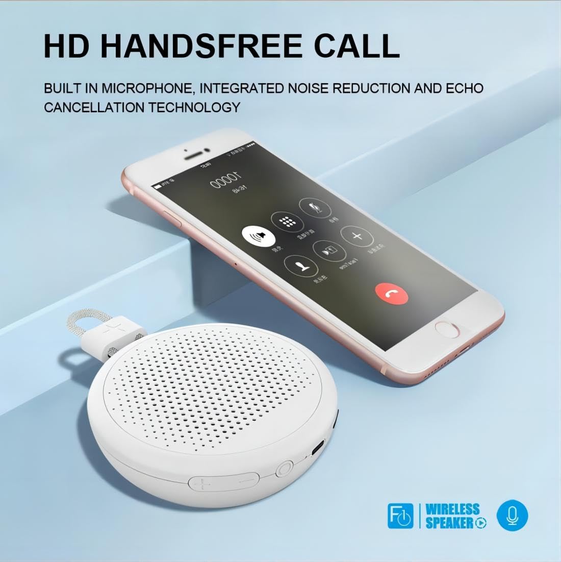 Mini haut-parleur Bluetooth portable, étanche, Bluetooth 5.3, petits haut-parleurs sans fil, prend en charge la carte SD avec longue durée de vie, radio FM intégrée (blanc)