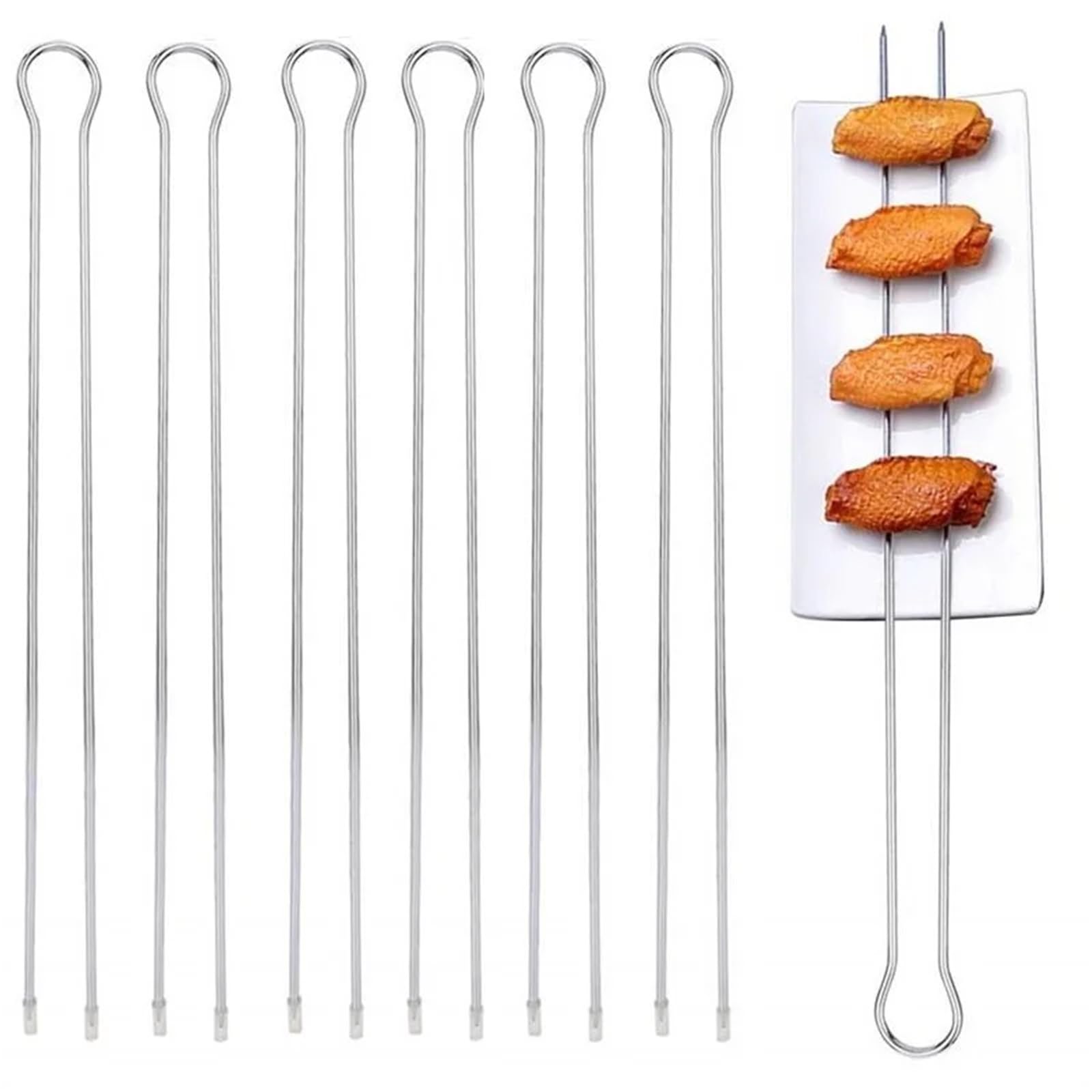 Spiedini Acciaio Inox 6/10/12pcs U Doppio BBQ Grill Set di spiedini Spiedini Kebab in acciaio inossidabile Bastoni for grigliate in metallo Picnic Camping(12 Pieces)