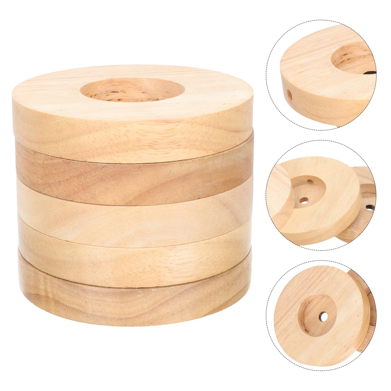 HOMSFOU Base De Lampe En Bois Massif Rond 12X12X0.79 Pouces Pied De Lampe De Table Accessoire Pour De Nuit Salon Bureau Chambre