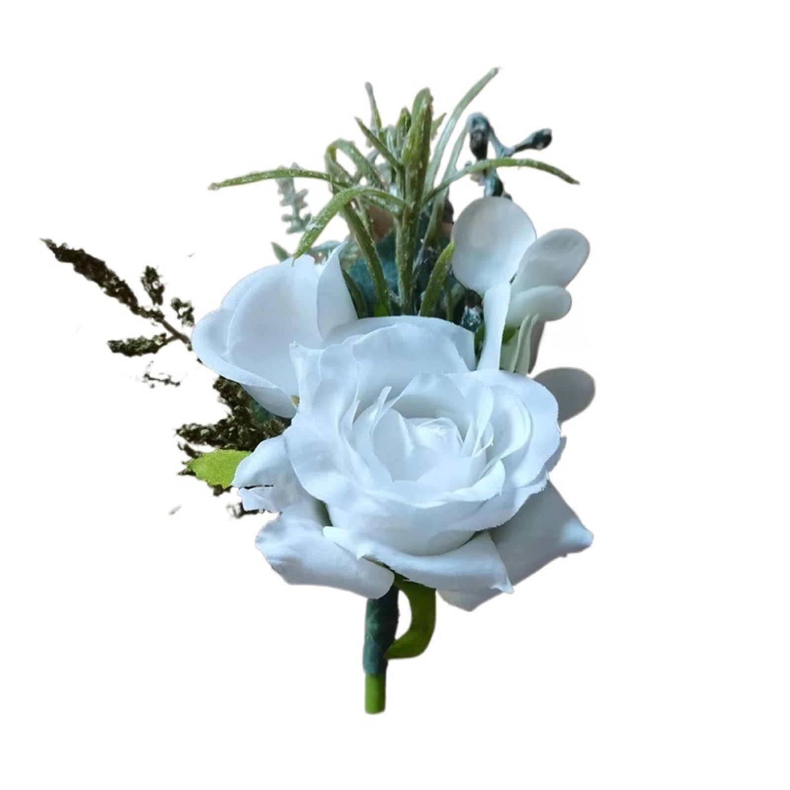 WTAXBH Corsages for Weddings 3pcs Beige Boutonnieres Flowers Silk White Corsage Buttonhole Groomsmen Boutonniere For Men Wedding Accessories(Boutonniere A)