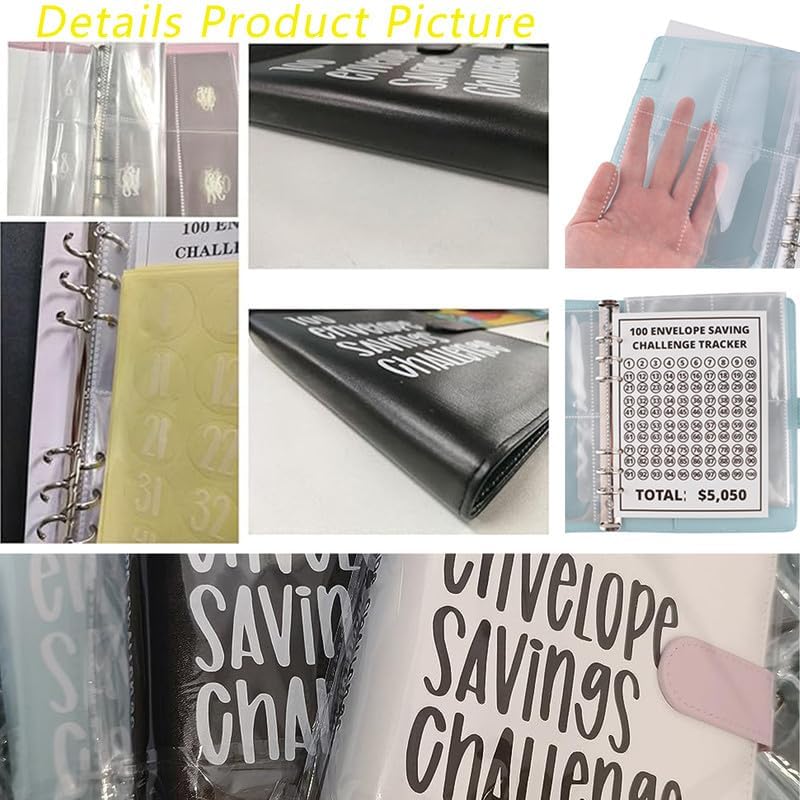 Miniatura 2 de Carpeta de presupuesto con sobres de 100 sobres de hojas sueltas para parejas de ahorro de presupuesto, carpeta de ahorro de dinero, cartera de