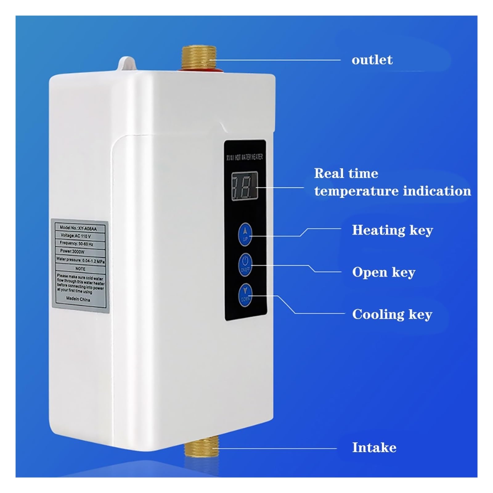 Scaldabagno Elettrico, Scaldabagno Elettrico Senza Serbatoio for Uso Domestico da 4000 W. Scaldabagno Istantaneo Senza Serbatoio(Noir)