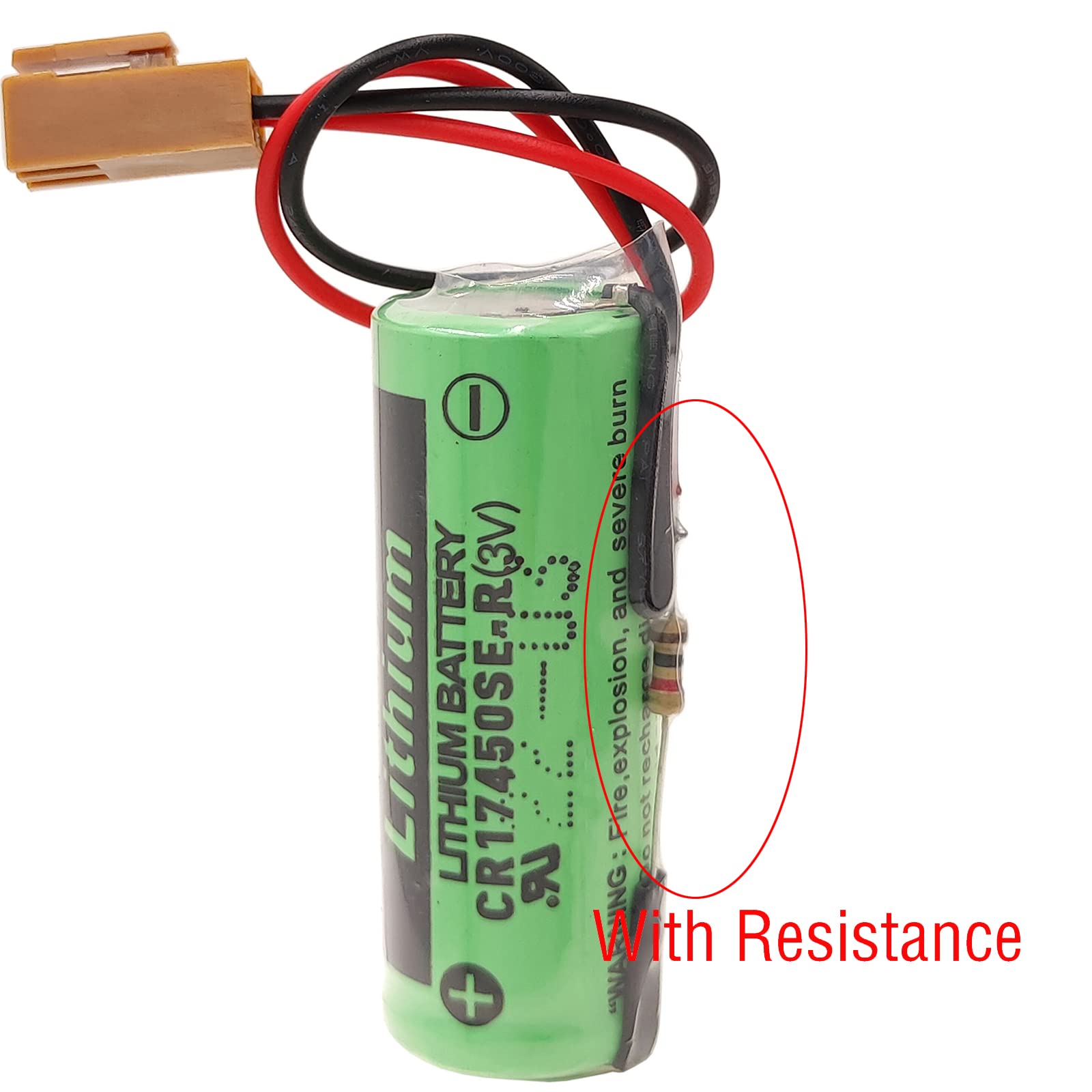 Lot de 5 piles de rechange CR17450SE-R (3 V) PLC avec résistance pour SANYO CR17450SE-R, pour batterie au lithium FANUC A98L-0031-0012 (prise marron)