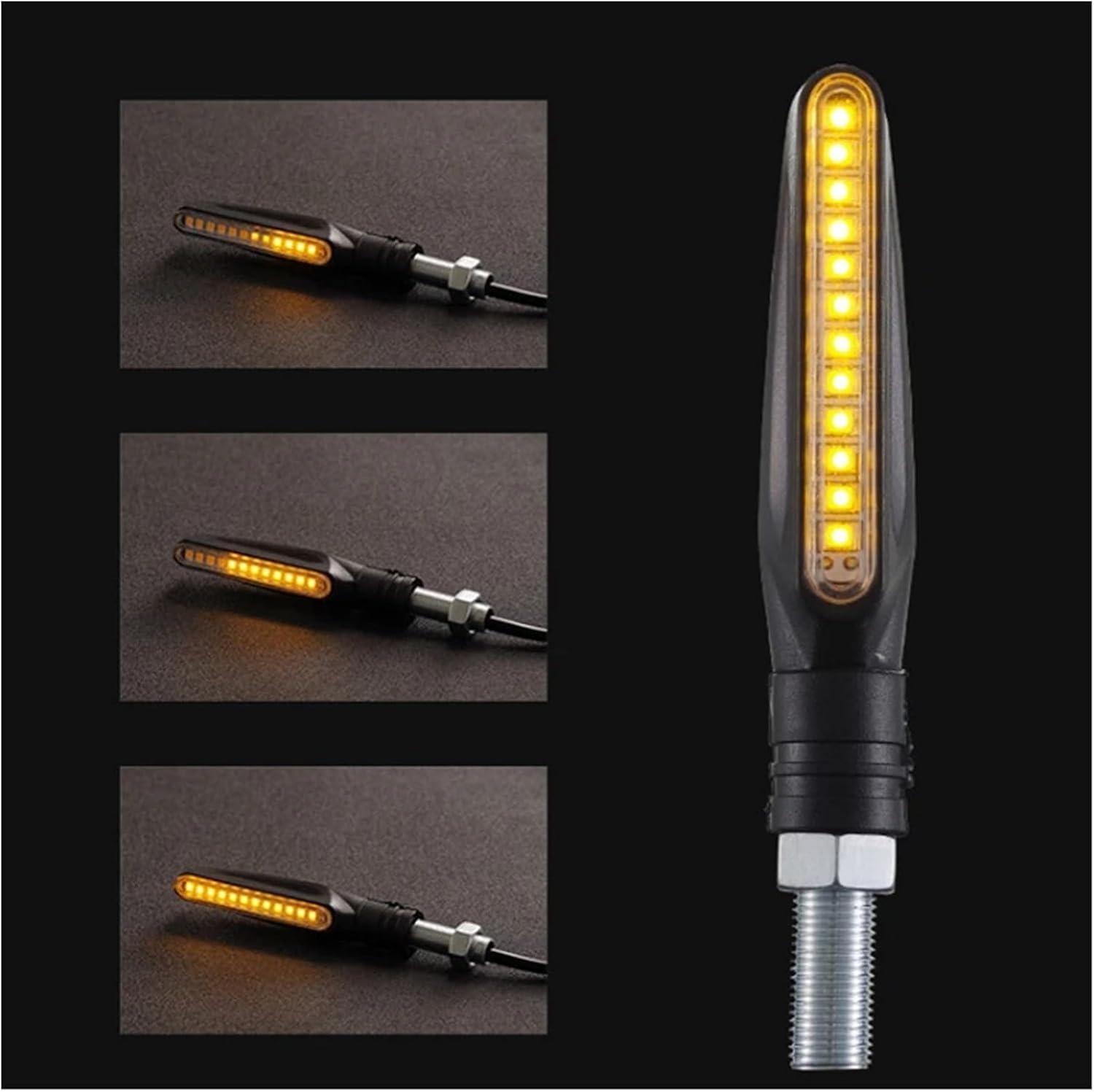 Generic Mini uniwersalne wskaźniki Kierunkowskazy motocyklowe LED, bursztynowe, migające, lampa błyskowa, 12 diod LED, migające światła motocyklowe