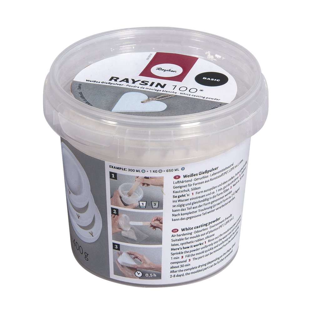Rayher White Fine Casting Powder Raysin 100 For Crafts, Plaster Of Paris For Modelling, Pure 400G, 34406102