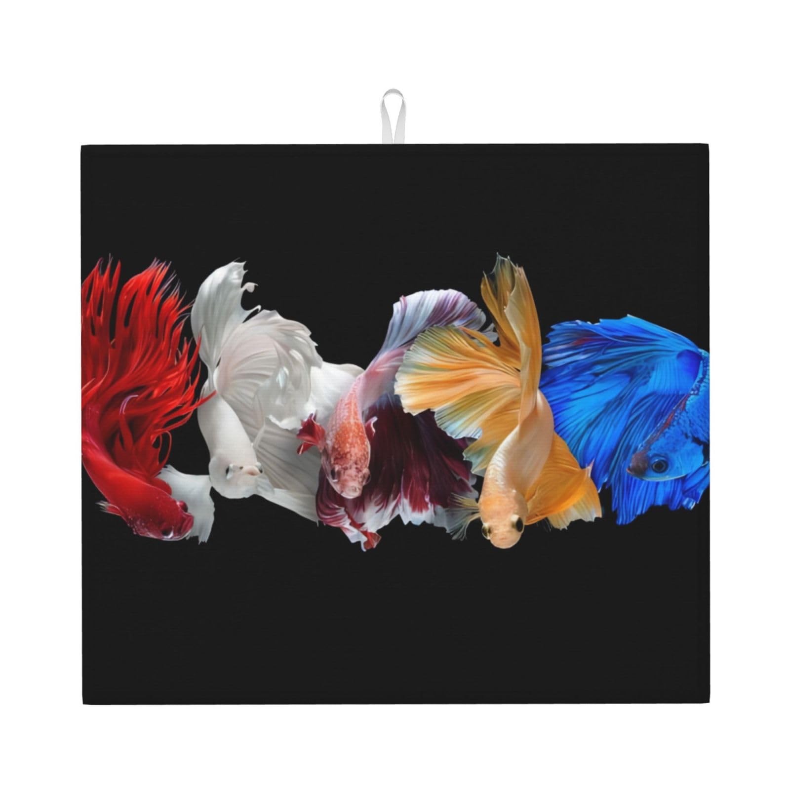 HJFCZH Colorful Fish Prints Kitchen Drying Mat – Absorbent Dish Throw for Countertops, Quick-Dry Non-Slip Layer with Colorful Designs, for New Kitchens